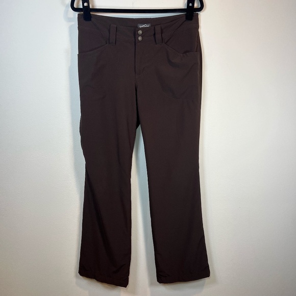 Eddie Bauer Woman’s Polar Fleece Lined Pants Brown Pockets Hiking Outdoor Size 6 - Picture 1 of 15